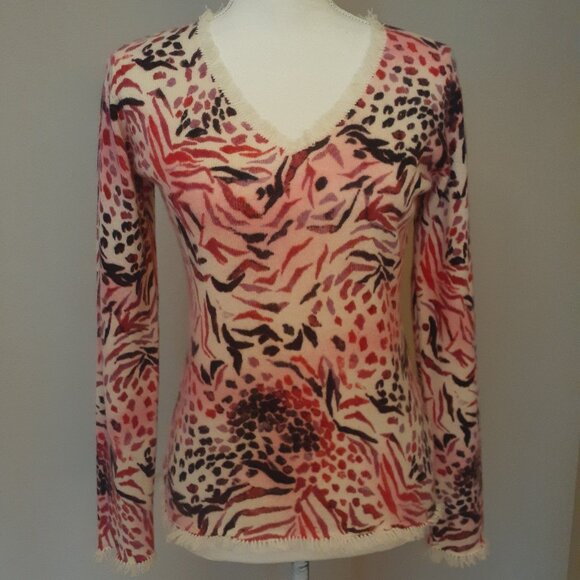 Sutton Cashmere Animal Print Sweater - Picture 1 of 14